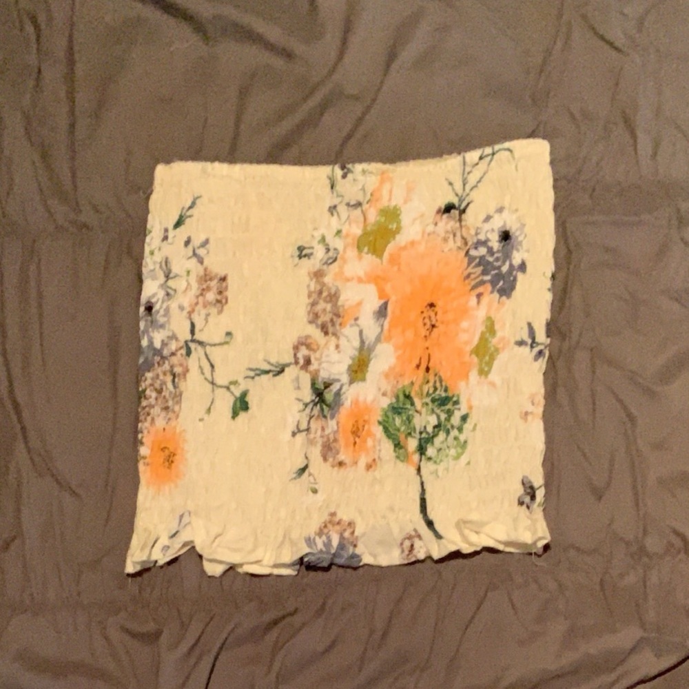 Floral tube top cropped